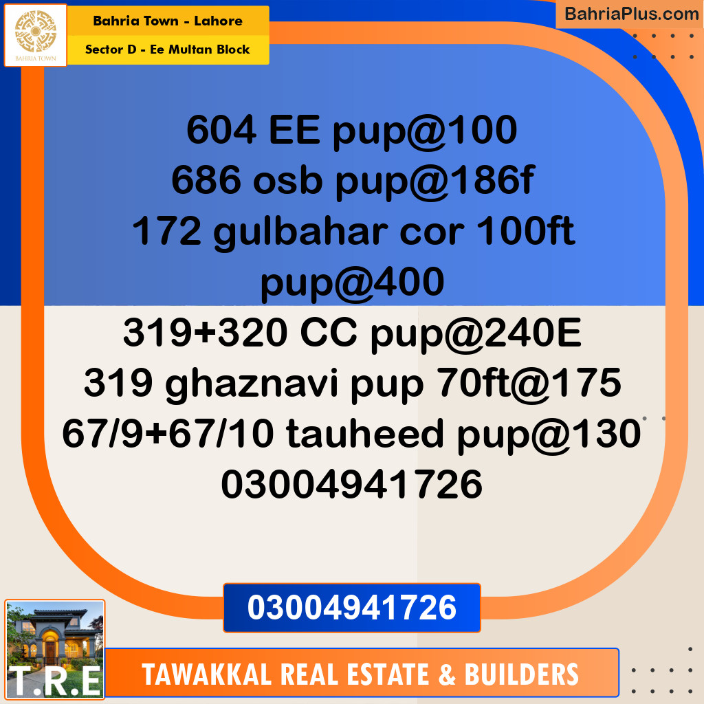 5 Marla Residential Plot for Sale in Sector D - EE Multan Block -  Bahria Town, Lahore - (BP-276295)