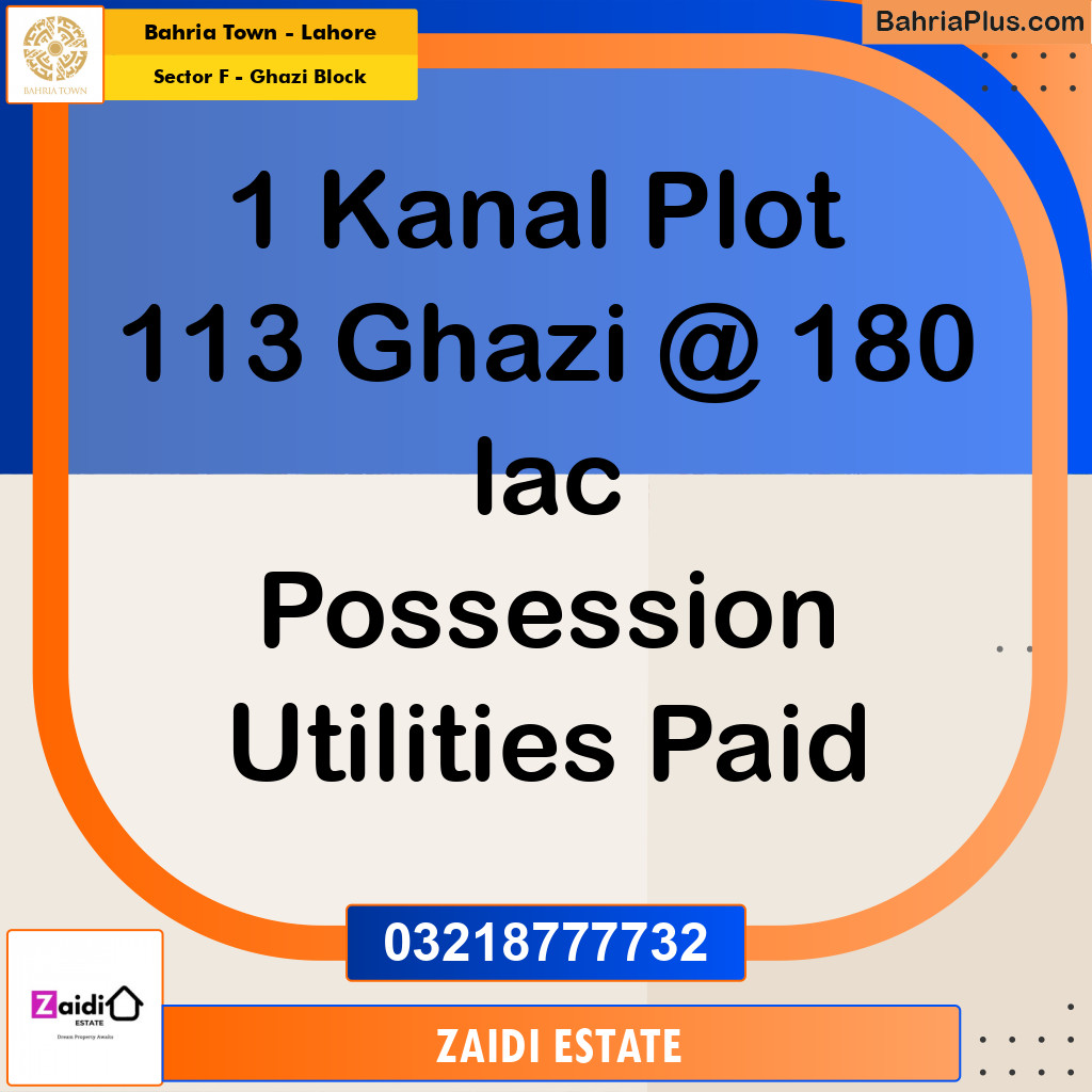 1 Kanal Residential Plot for Sale in Sector F - Ghazi Block -  Bahria Town, Lahore - (BP-276308)