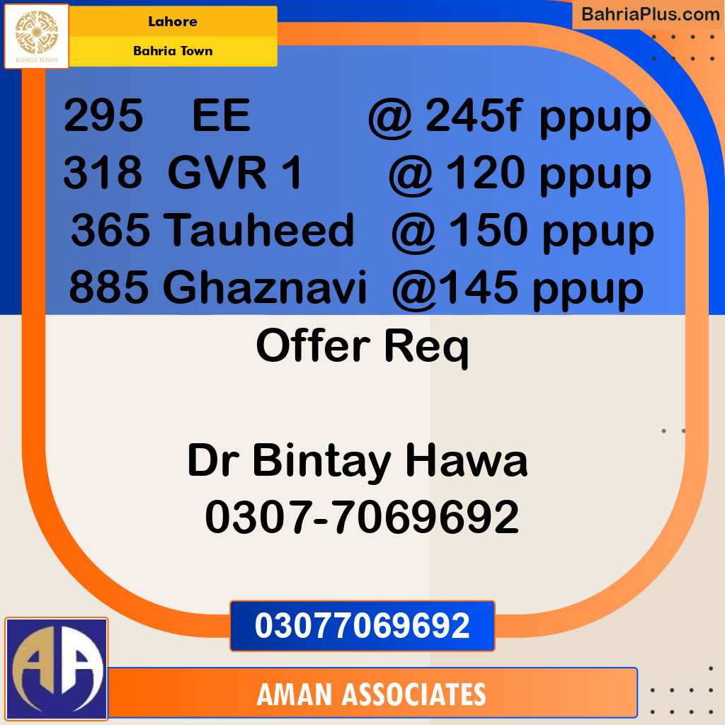 Residential Plot for Sale in Bahria Town, Lahore - (BP-276340)
