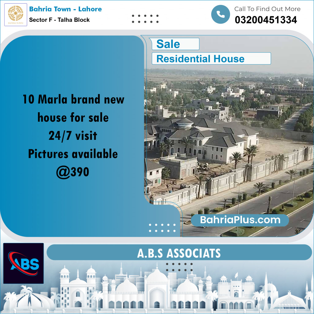 10 Marla Residential House for Sale in Sector F - Talha Block -  Bahria Town, Lahore - (BP-276354)