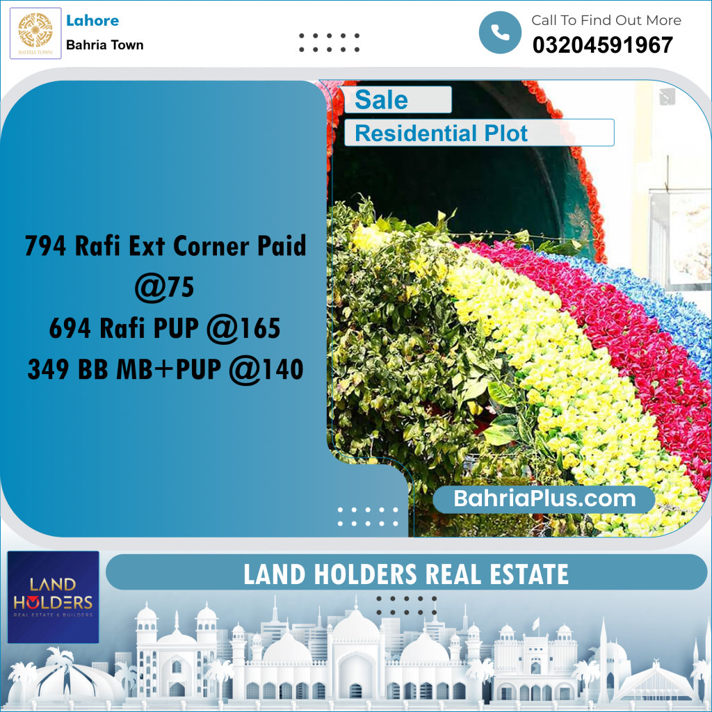 Residential Plot for Sale in Bahria Town, Lahore - (BP-276373)