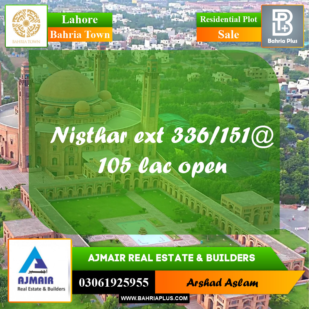 Residential Plot for Sale in Bahria Town, Lahore - (BP-276480)