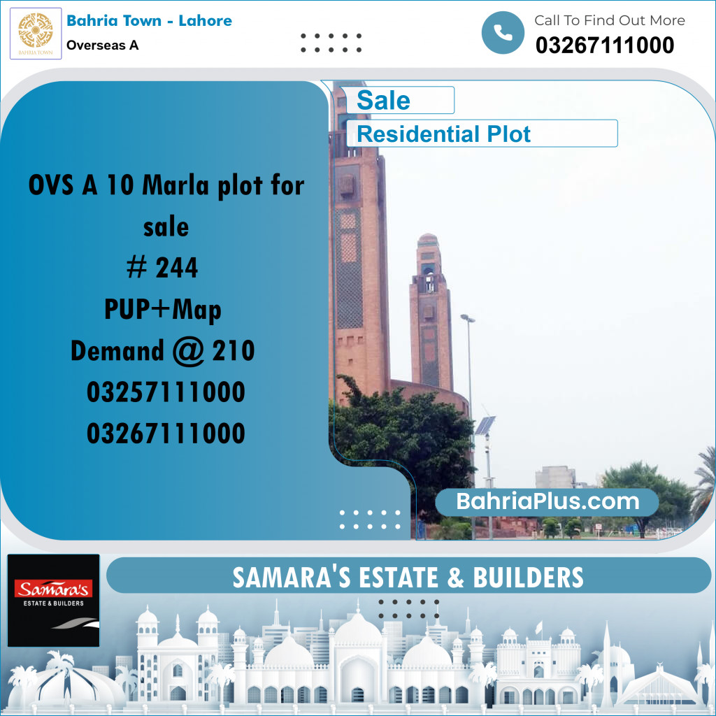 10 Marla Residential Plot for Sale in Overseas A -  Bahria Town, Lahore - (BP-276486)