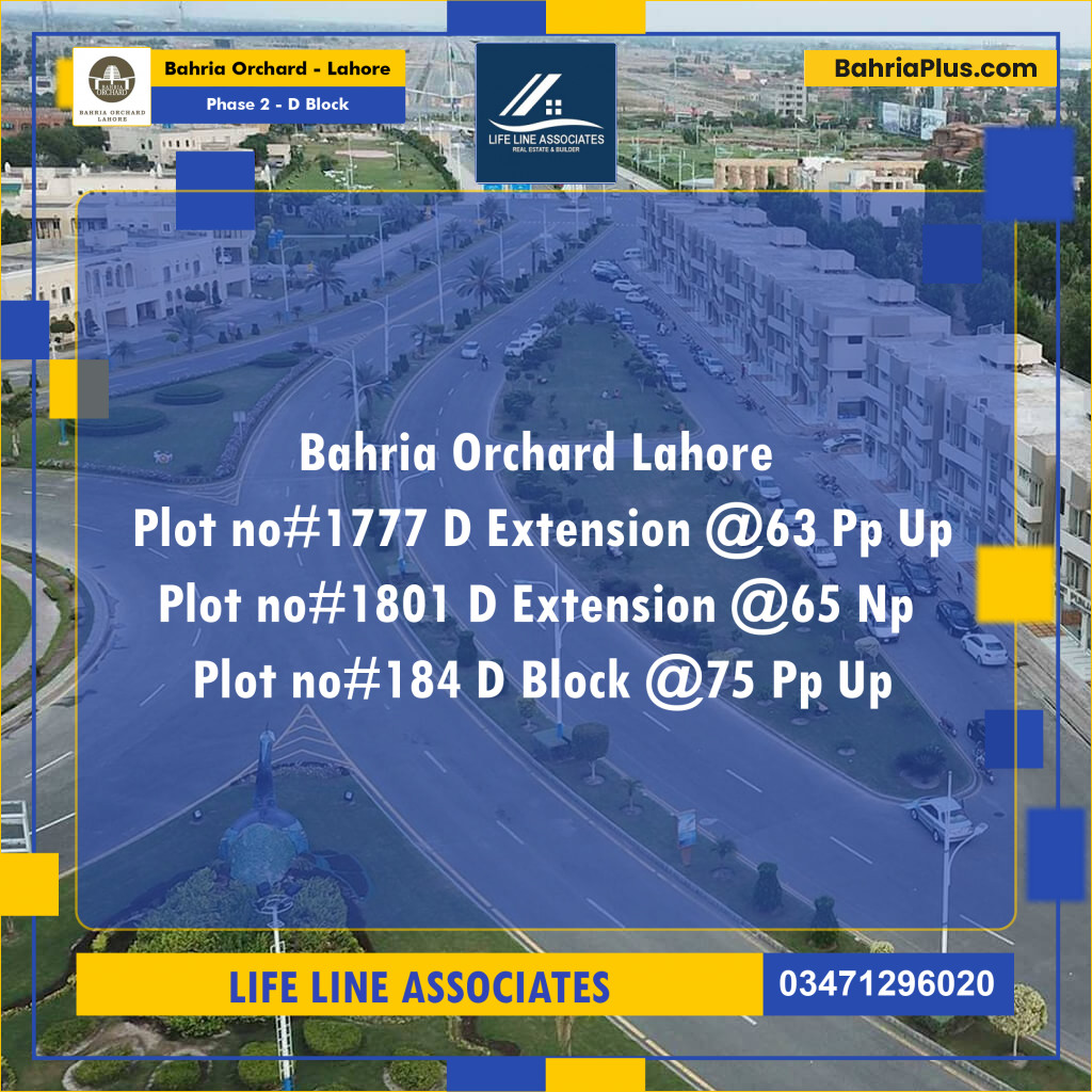 8 Marla Residential Plot for Sale in Phase 2 - D Block -  Bahria Orchard, Lahore - (BP-276526)