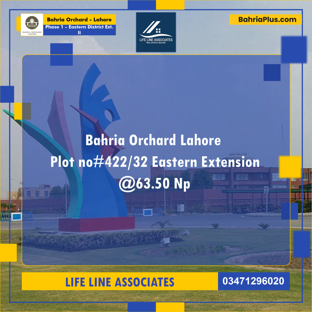 8 Marla Residential Plot for Sale in Phase 1 - Eastern District Ext. II -  Bahria Orchard, Lahore - (BP-276530)