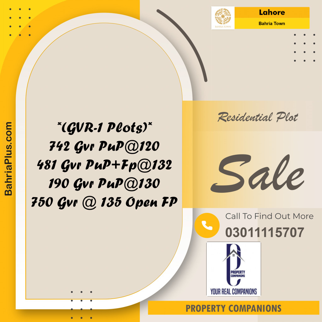 Residential Plot for Sale in Bahria Town, Lahore - (BP-276537)