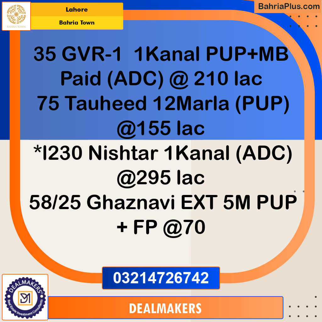 Residential Plot for Sale in Bahria Town, Lahore - (BP-276594)