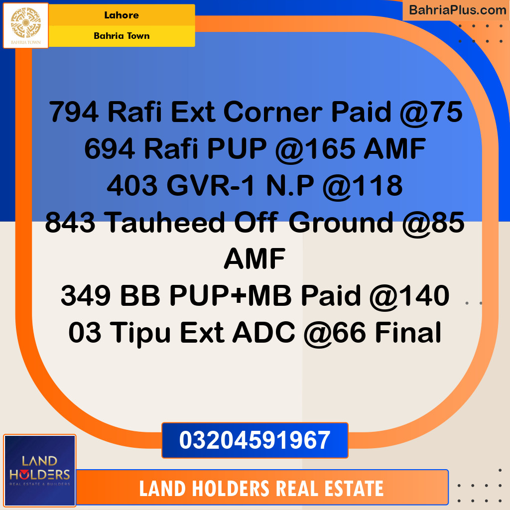 Residential Plot for Sale in Bahria Town, Lahore - (BP-276620)