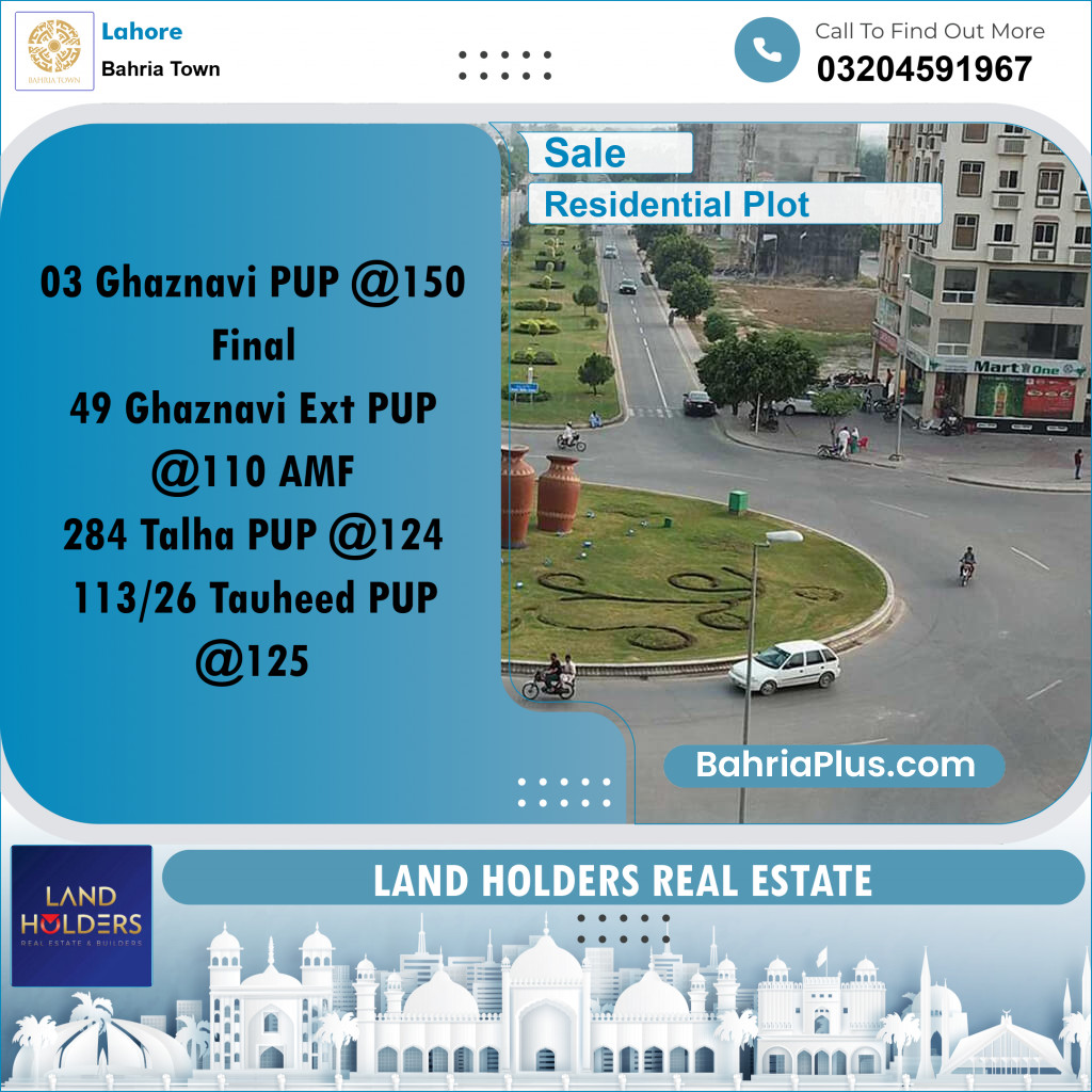 Residential Plot for Sale in Bahria Town, Lahore - (BP-276621)