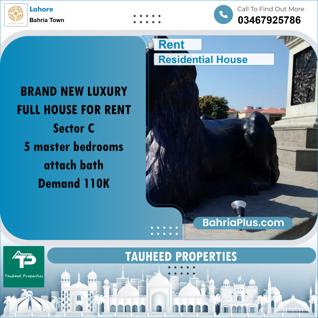 10 Marla Residential House for Rent in Bahria Town, Lahore - (BP-276634)