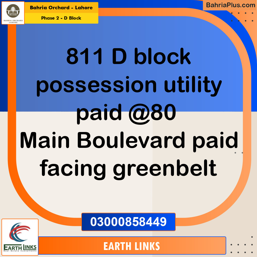 8 Marla Residential Plot for Sale in Phase 2 - D Block -  Bahria Orchard, Lahore - (BP-276635)