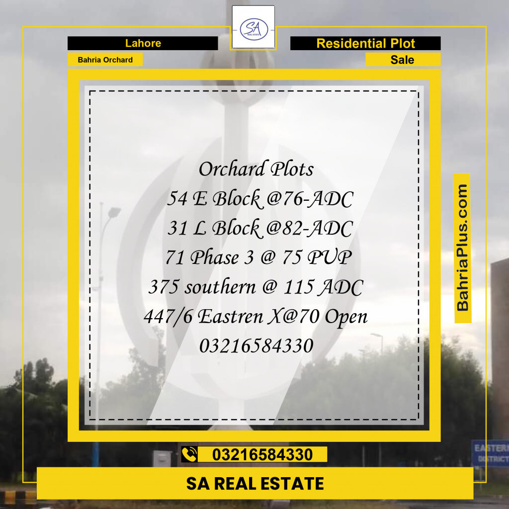 Residential Plot for Sale in Bahria Orchard, Lahore - (BP-276707)