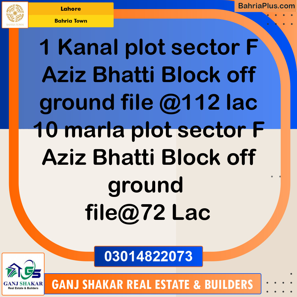 1 Kanal Residential Plot for Sale in Bahria Town, Lahore - (BP-276748)