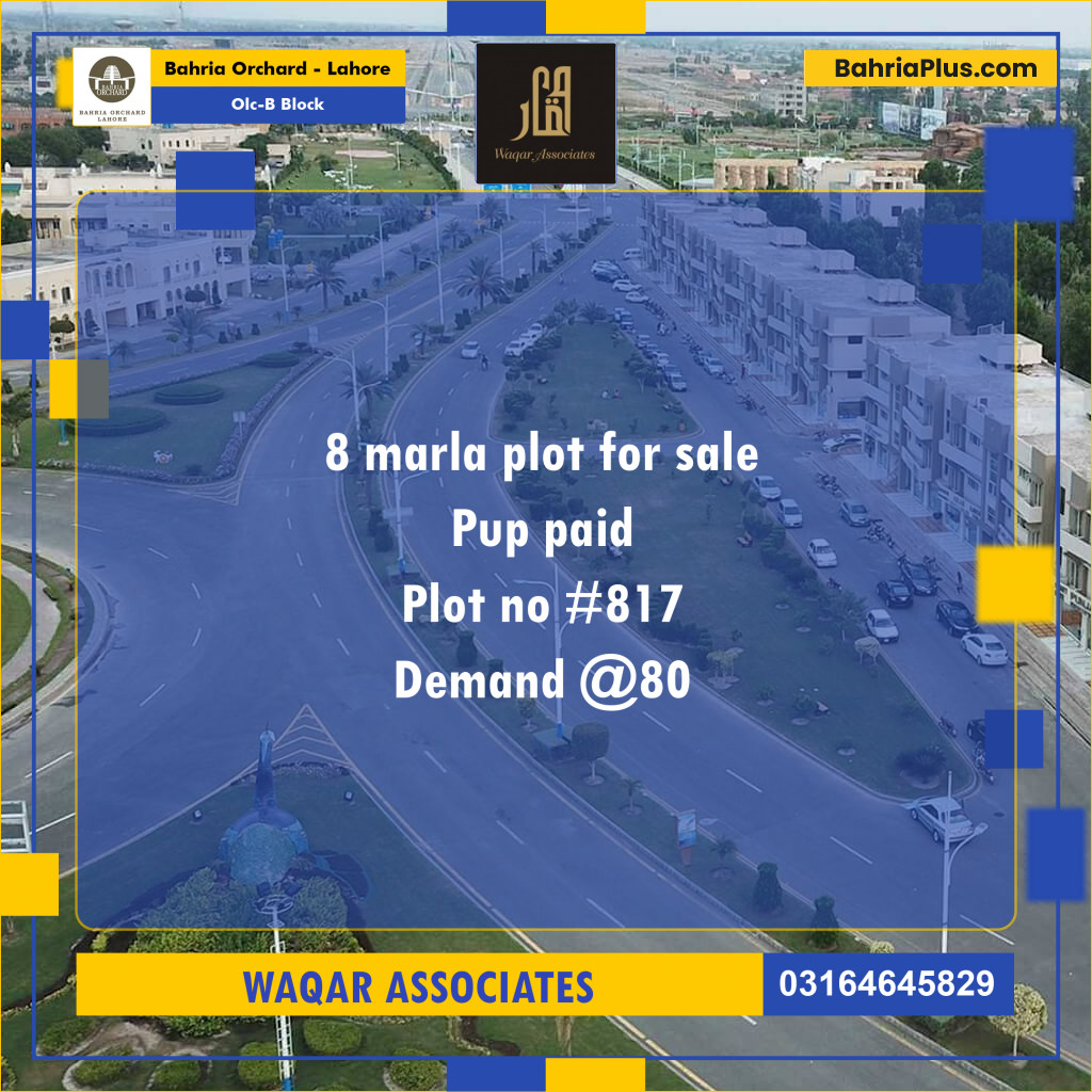 8 Marla Residential Plot for Sale in OLC-B Block -  Bahria Orchard, Lahore - (BP-276760)