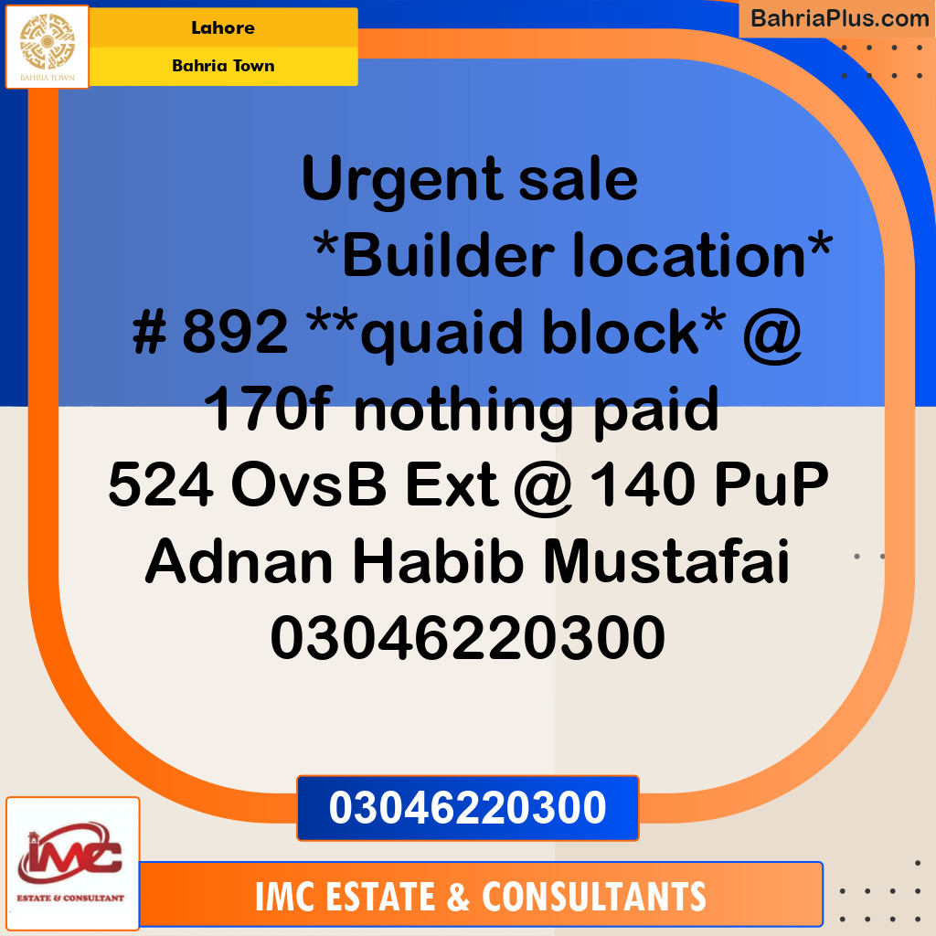 Residential Plot for Sale in Bahria Town, Lahore - (BP-276771)