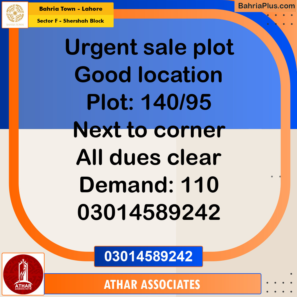 5 Marla Residential Plot for Sale in Sector F - Shershah Block -  Bahria Town, Lahore - (BP-276794)
