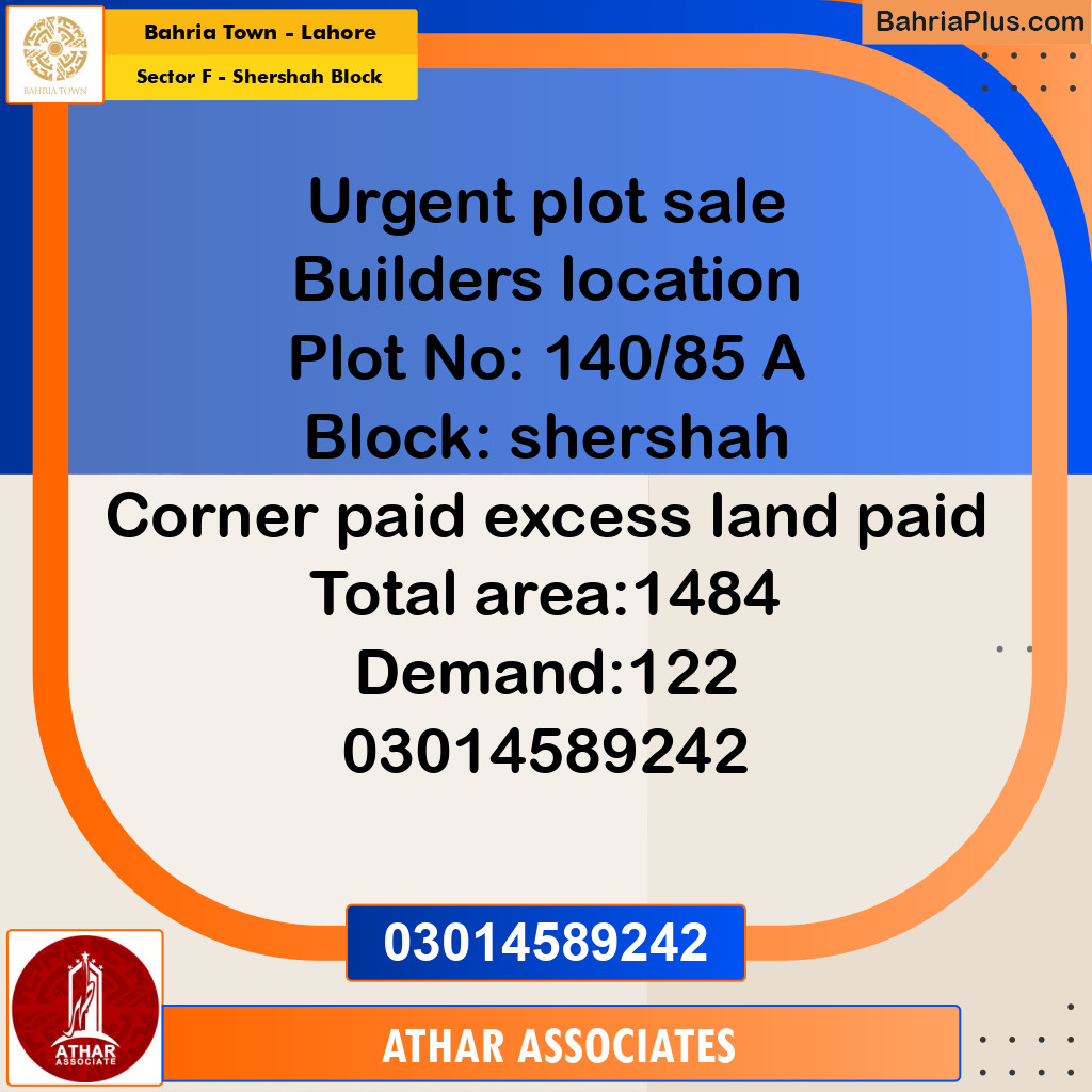5 Marla Residential Plot for Sale in Sector F - Shershah Block -  Bahria Town, Lahore - (BP-276796)