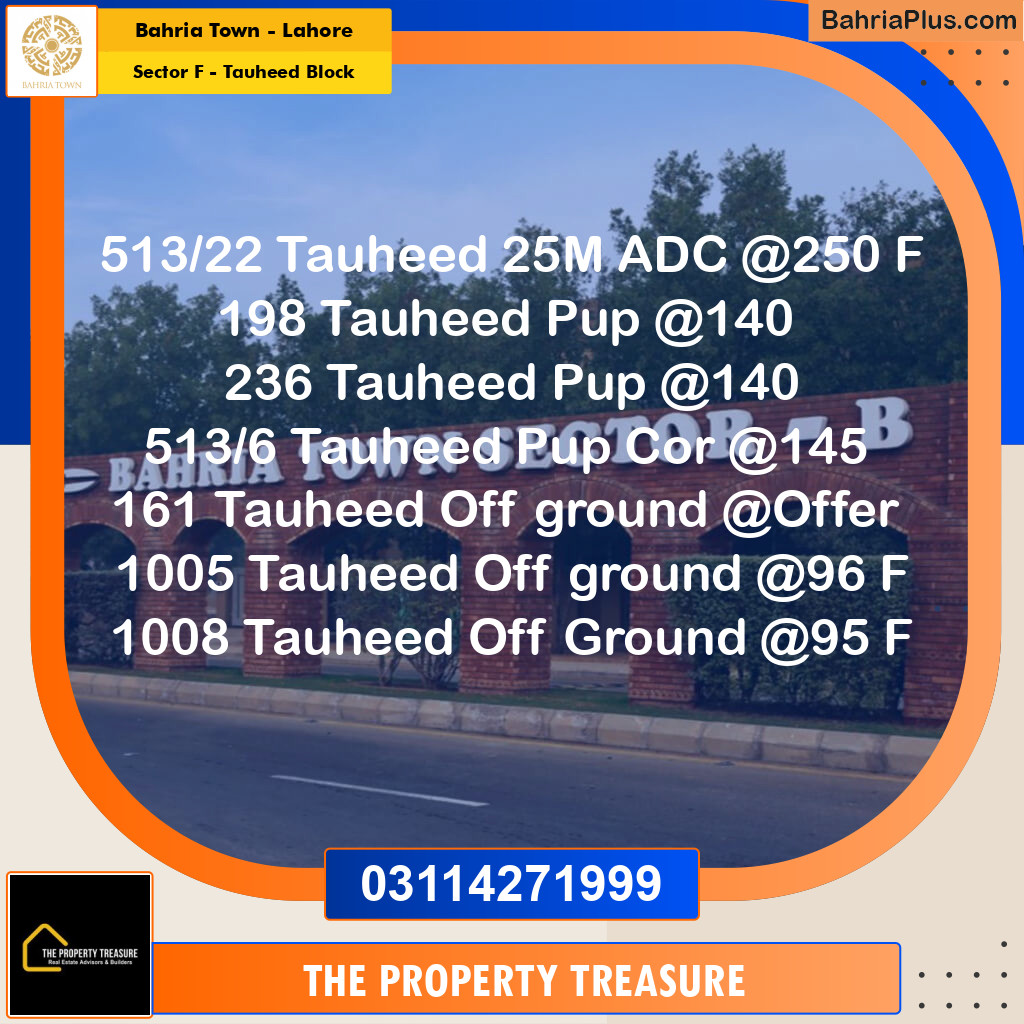 10 Marla Residential Plot for Sale in Sector F - Tauheed Block -  Bahria Town, Lahore - (BP-276808)
