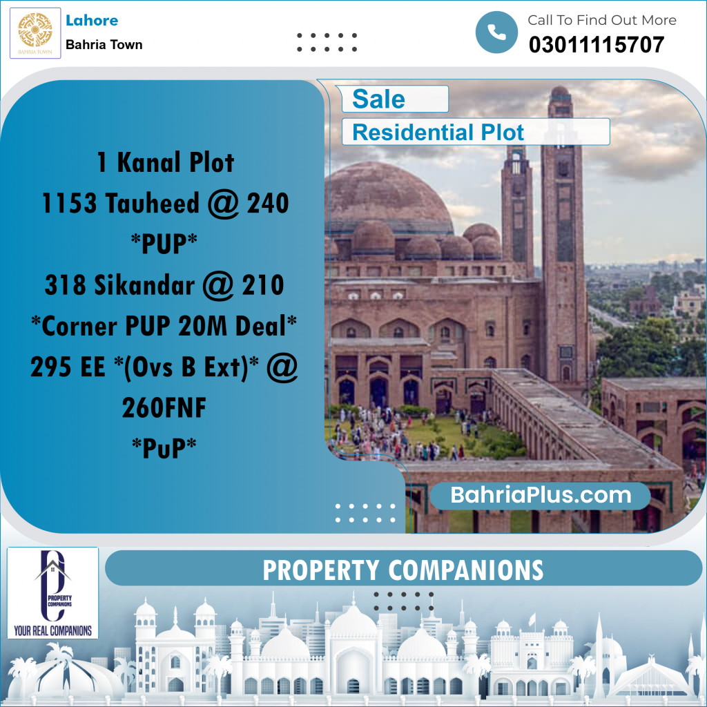 Residential Plot for Sale in Bahria Town, Lahore - (BP-276809)