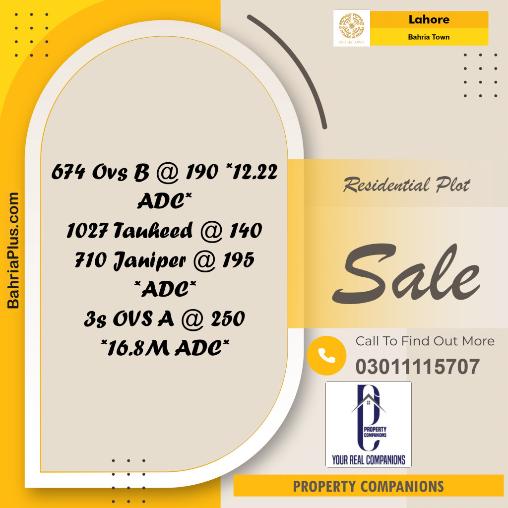 Residential Plot for Sale in Bahria Town, Lahore - (BP-276811)