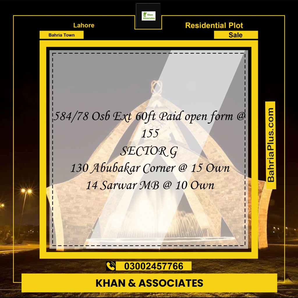 Residential Plot for Sale in Bahria Town, Lahore - (BP-276824)