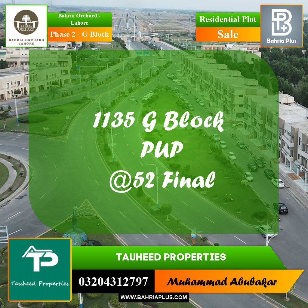 5 Marla Residential Plot for Sale in Phase 2 - G Block -  Bahria Orchard, Lahore - (BP-276846)