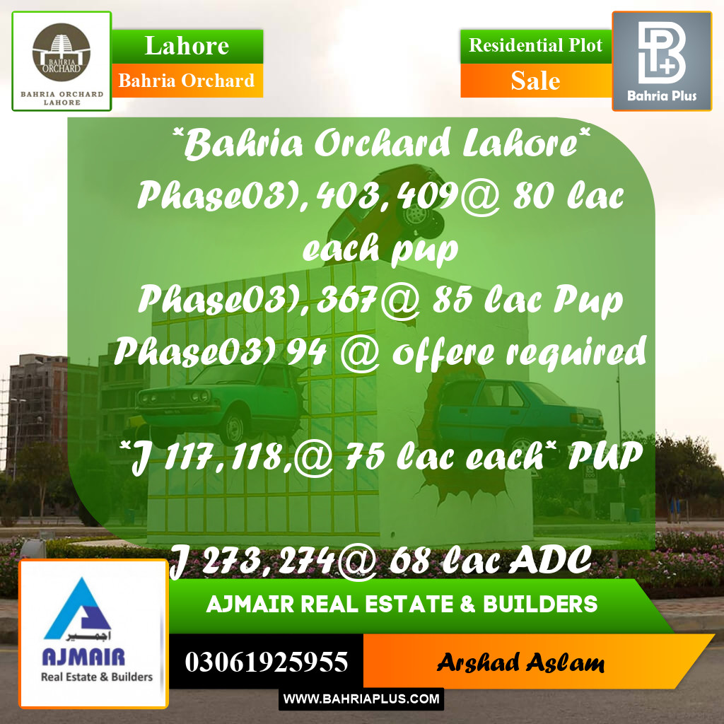 Residential Plot for Sale in Bahria Orchard, Lahore - (BP-276862)