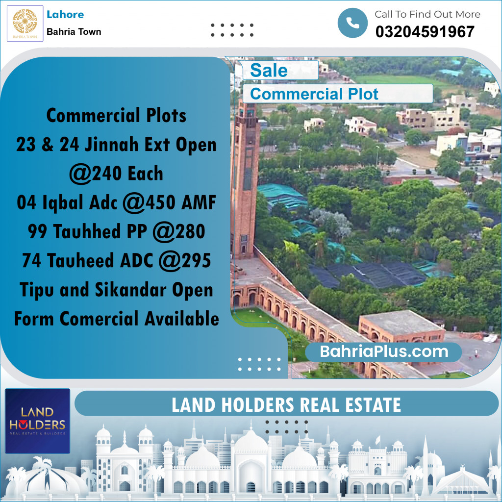 Commercial Plot for Sale in Bahria Town, Lahore - (BP-276899)