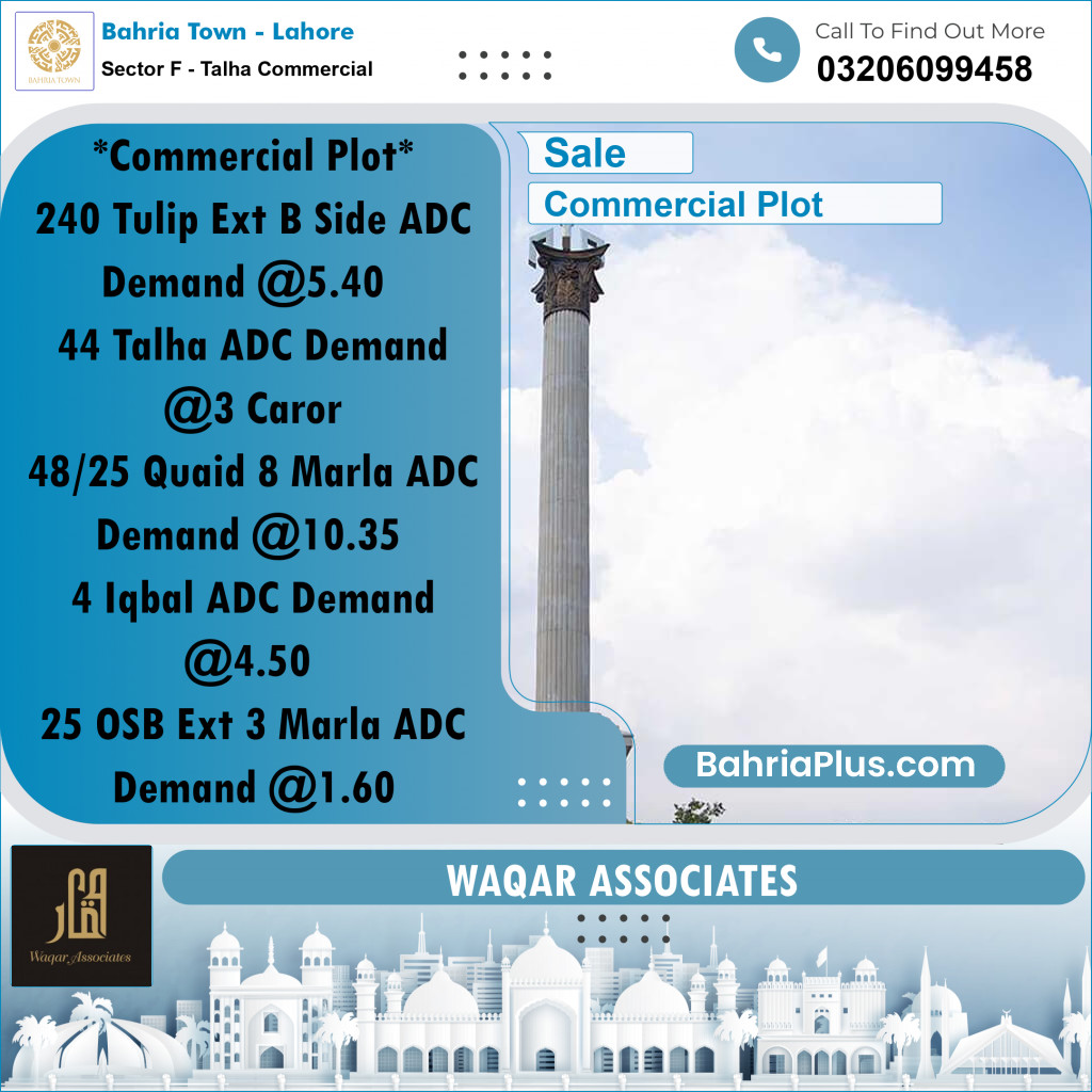 Commercial Plot for Sale in Sector F - Talha Commercial -  Bahria Town, Lahore - (BP-276912)