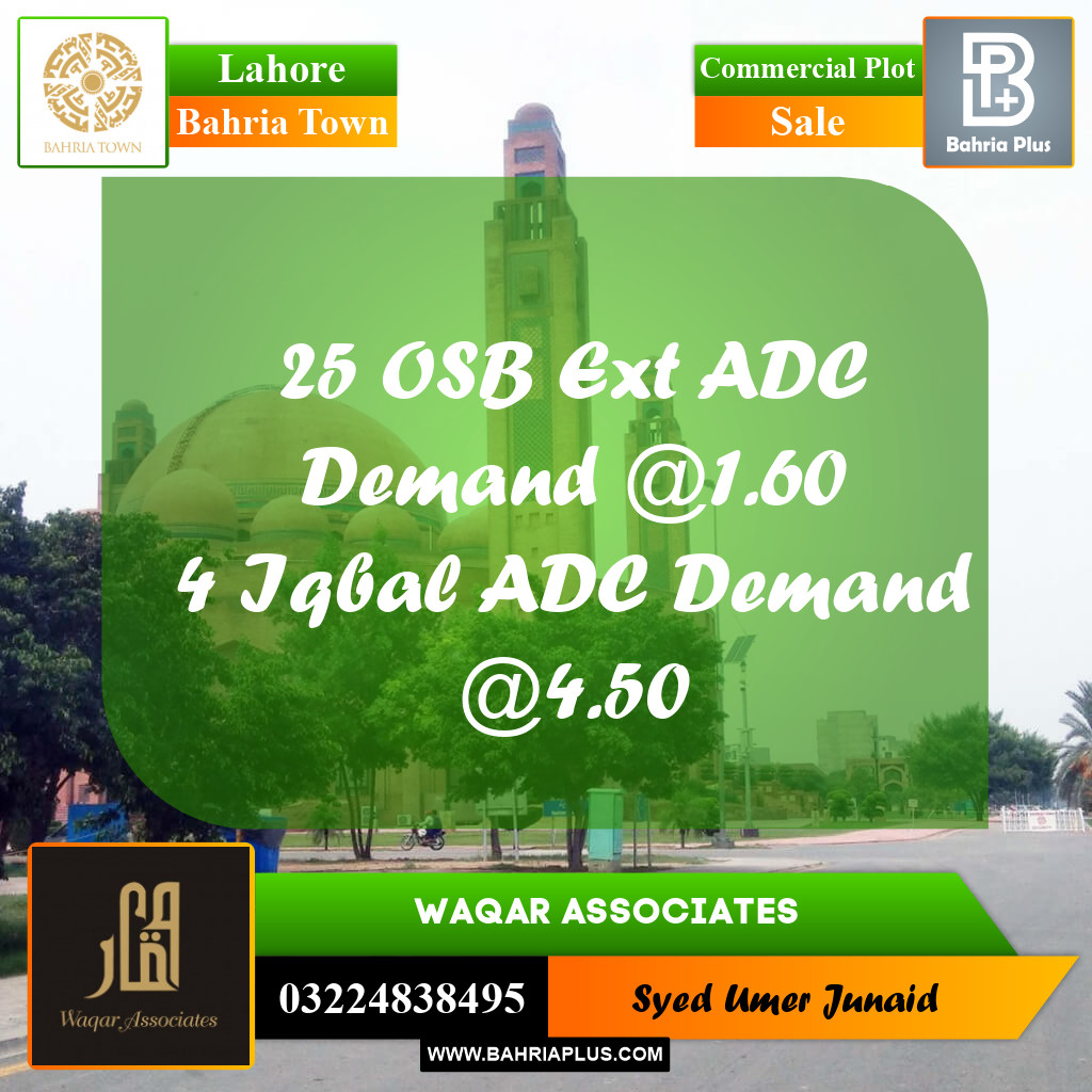 Commercial Plot for Sale in Bahria Town, Lahore - (BP-276921)