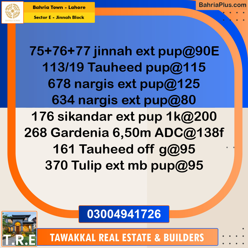5 Marla Residential Plot for Sale in Sector E - Jinnah Block -  Bahria Town, Lahore - (BP-276954)