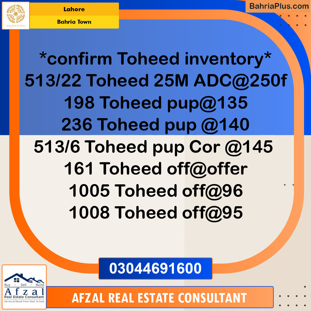 Residential Plot for Sale in Bahria Town, Lahore - (BP-276961)