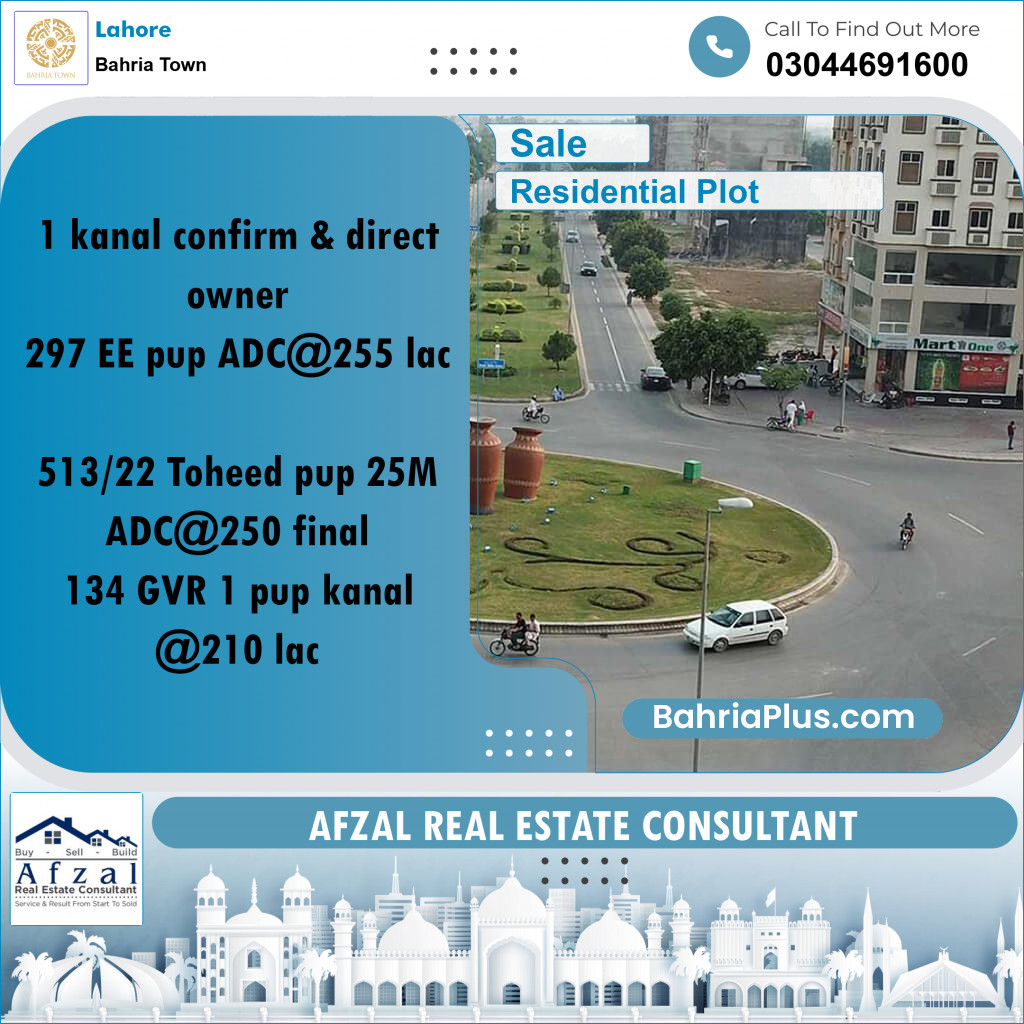 Residential Plot for Sale in Bahria Town, Lahore - (BP-276978)