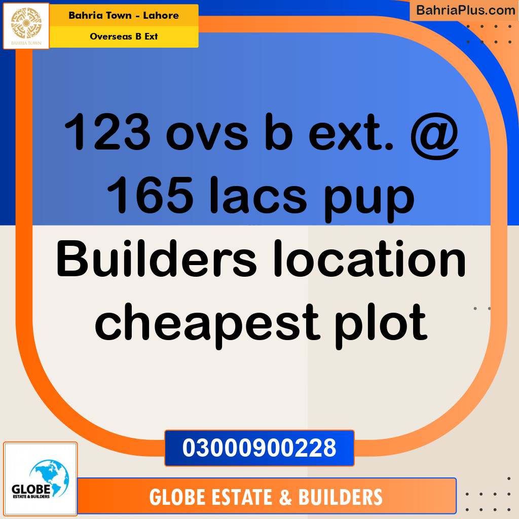 10 Marla Residential Plot for Sale in Overseas B Ext -  Bahria Town, Lahore - (BP-277021)