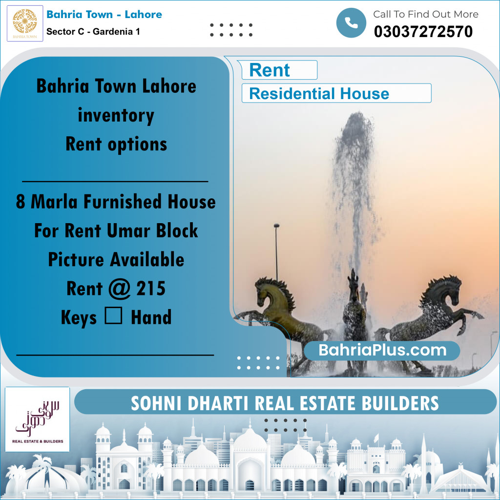 Residential House for Rent in Sector C - Gardenia 1 -  Bahria Town, Lahore - (BP-277046)