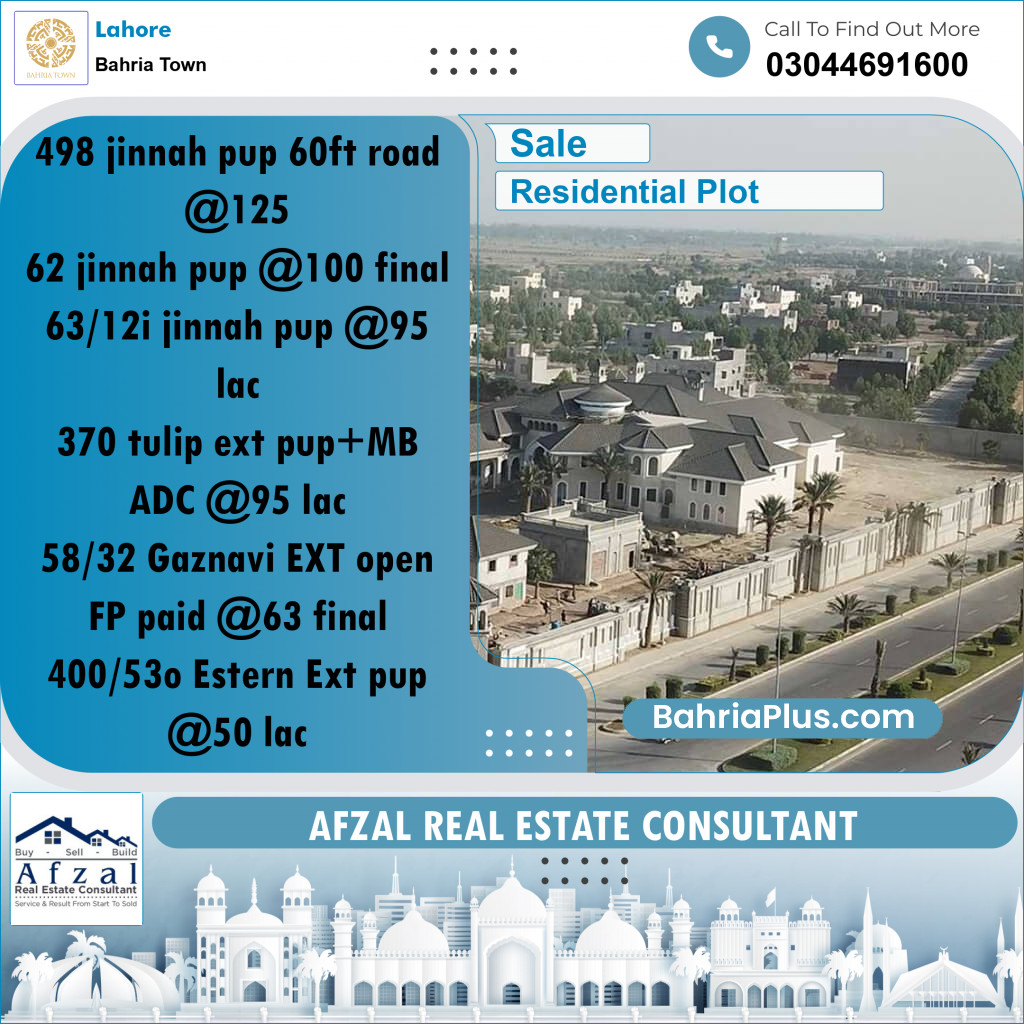Residential Plot for Sale in Bahria Town, Lahore - (BP-277055)