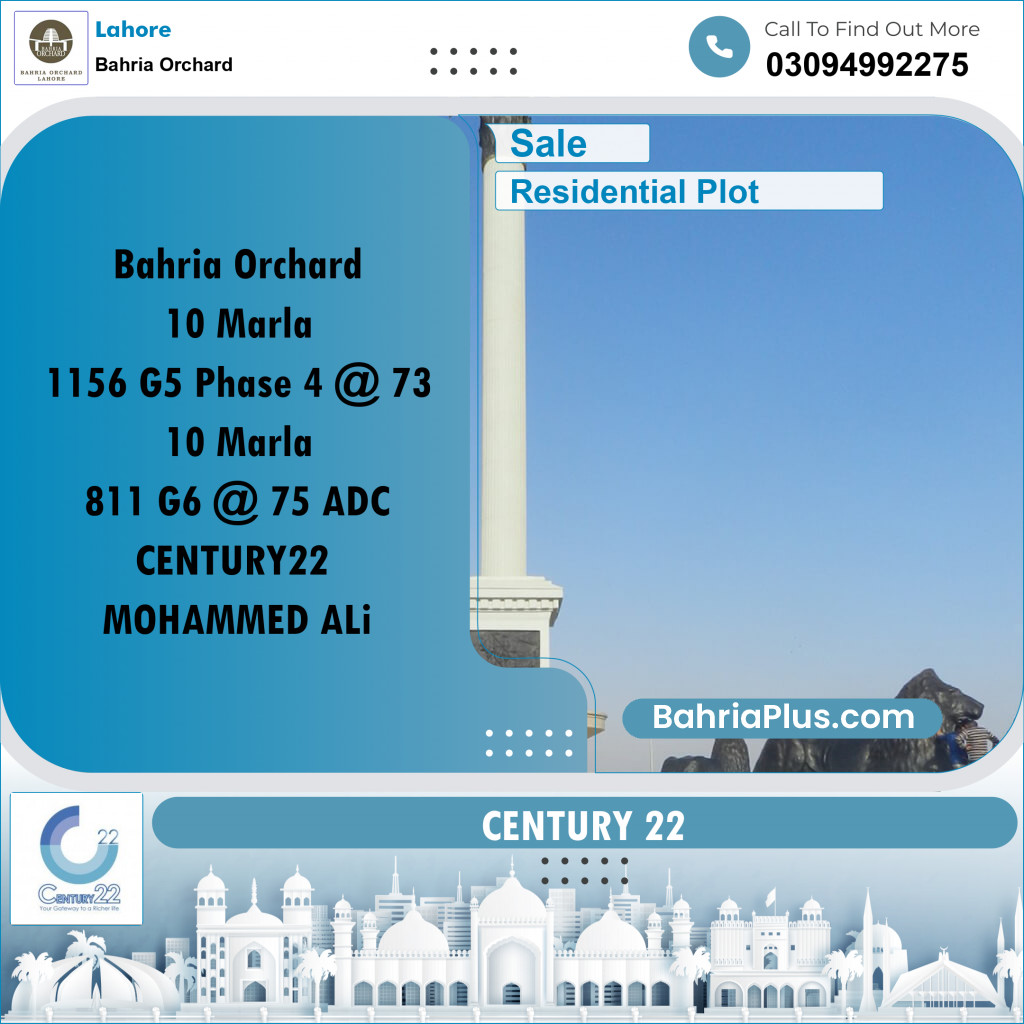 10 Marla Residential Plot for Sale in Bahria Orchard, Lahore - (BP-277078)