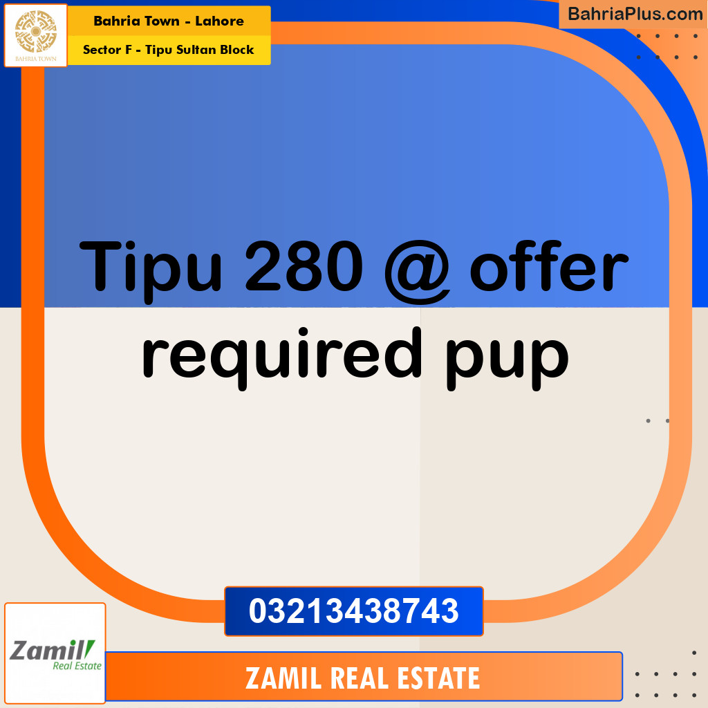 1 Kanal Residential Plot for Sale in Sector F - Tipu Sultan Block -  Bahria Town, Lahore - (BP-277117)