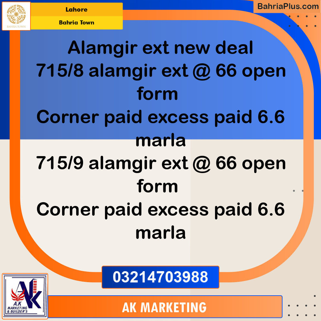 Residential Plot for Sale in Bahria Town, Lahore - (BP-277160)