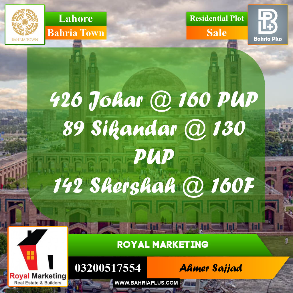 Residential Plot for Sale in Bahria Town, Lahore - (BP-277203)