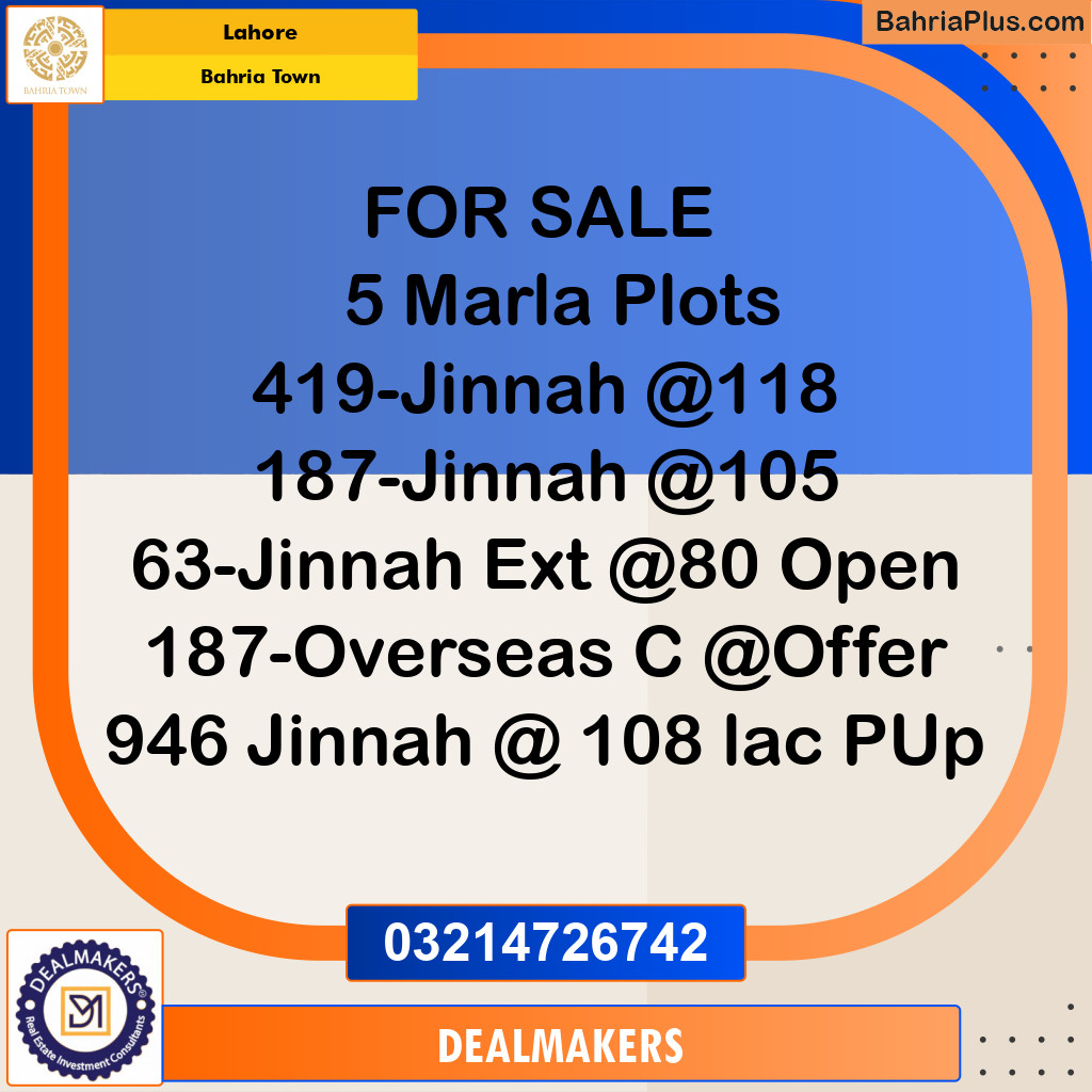 Residential Plot for Sale in Bahria Town, Lahore - (BP-277217)