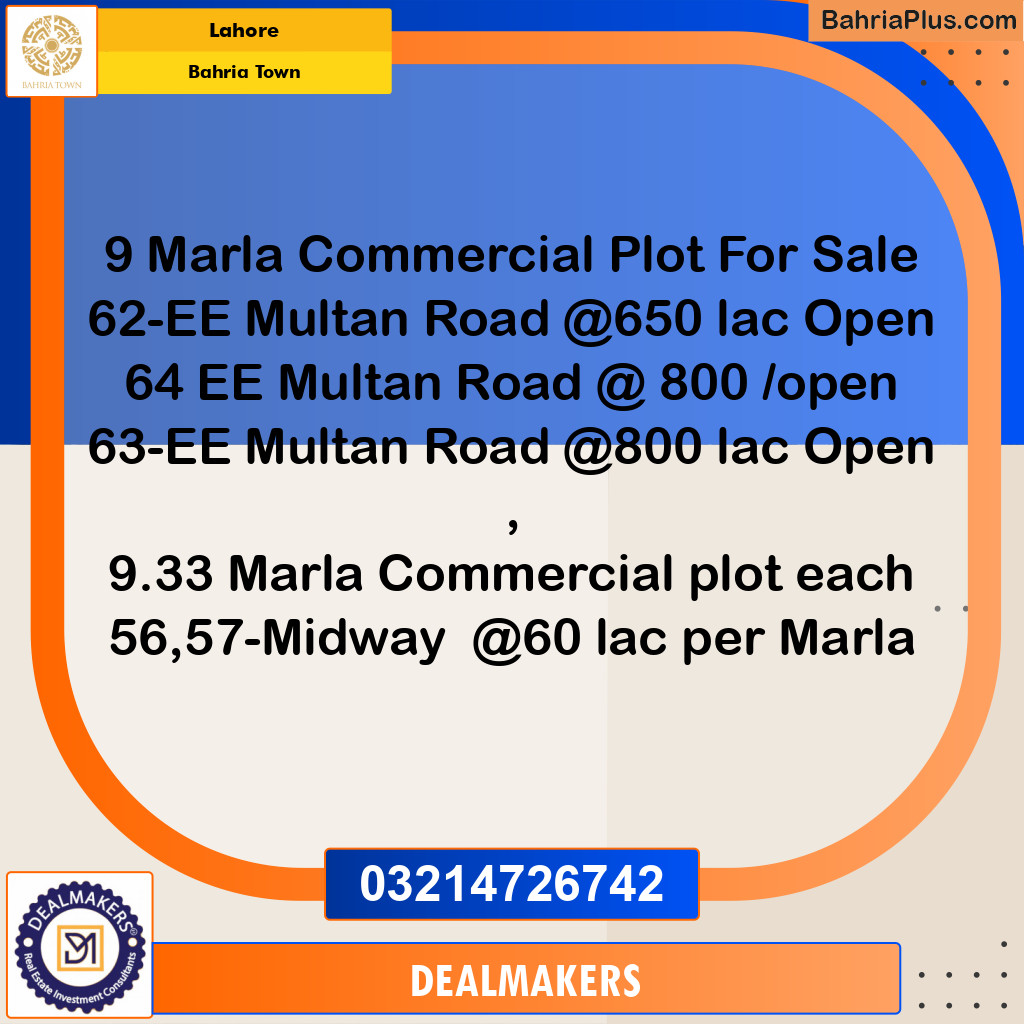 Residential Plot for Sale in Bahria Town, Lahore - (BP-277220)