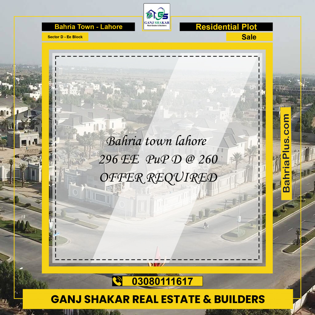 1 Kanal Residential Plot for Sale in Sector D - EE Block -  Bahria Town, Lahore - (BP-277249)