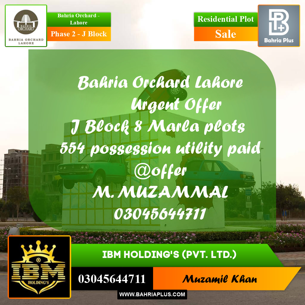 Residential Plot for Sale in Phase 2 - J Block -  Bahria Orchard, Lahore - (BP-277278)