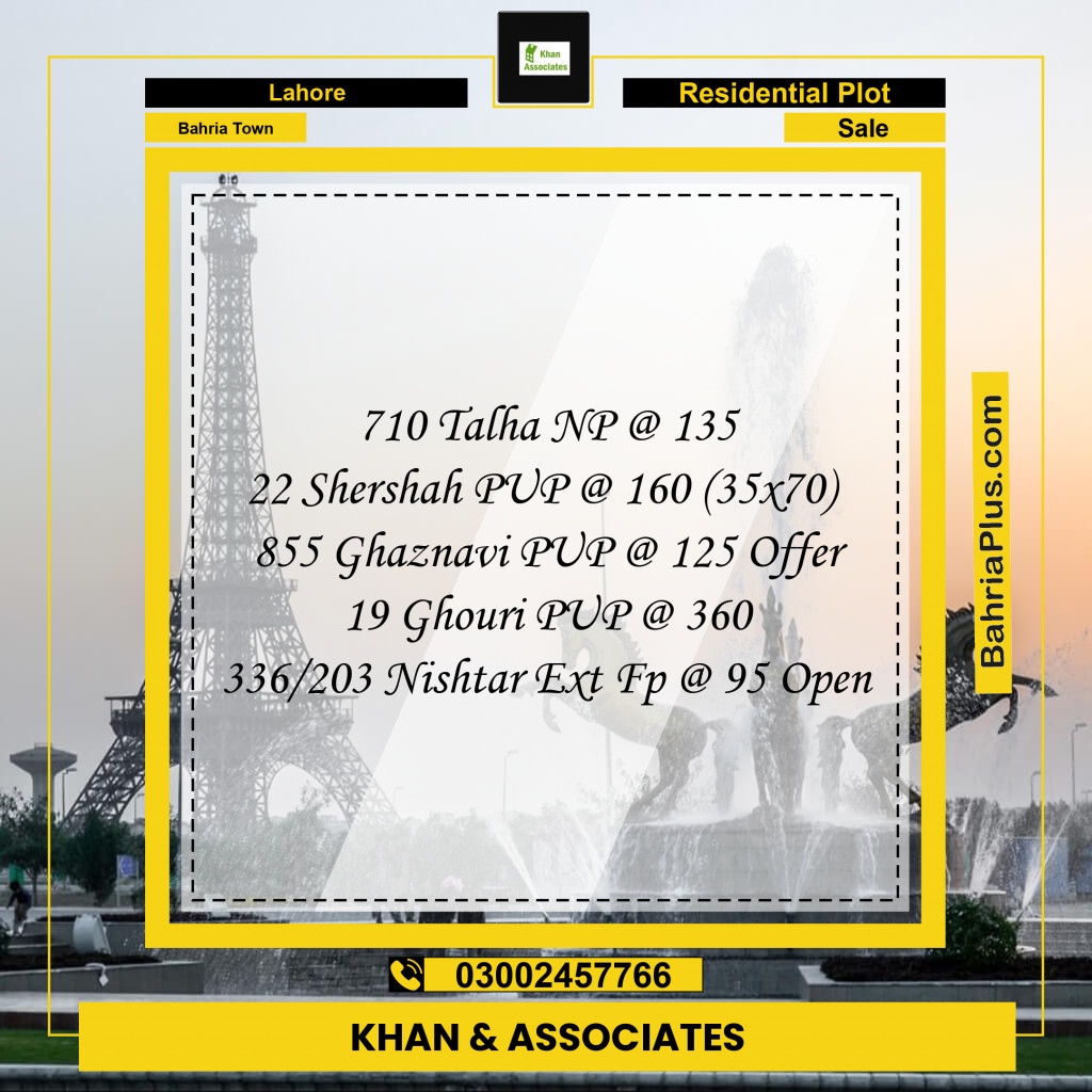 Residential Plot for Sale in Bahria Town, Lahore - (BP-277351)
