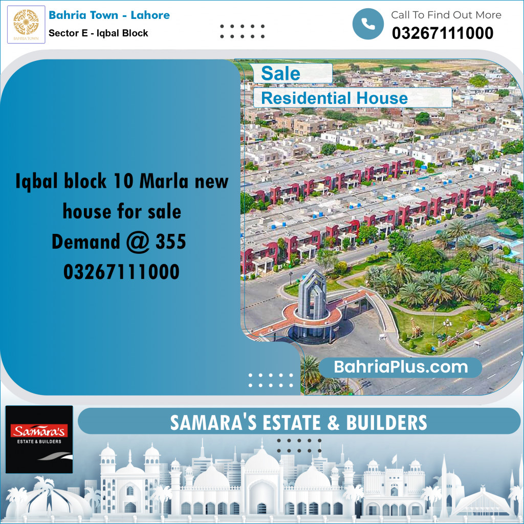 10 Marla Residential House for Sale in Sector E - Iqbal Block -  Bahria Town, Lahore - (BP-277358)