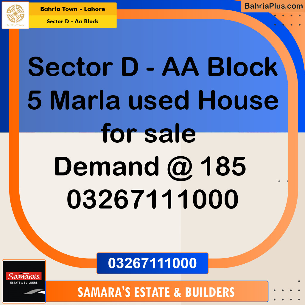 5 Marla Residential House for Sale in Sector D - AA Block -  Bahria Town, Lahore - (BP-277359)