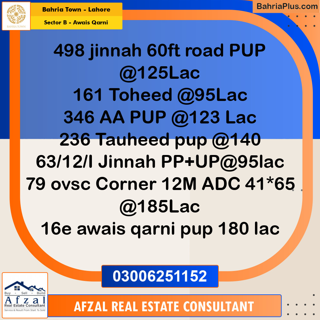 10 Marla Residential Plot for Sale in Sector B - Awais Qarni -  Bahria Town, Lahore - (BP-277381)