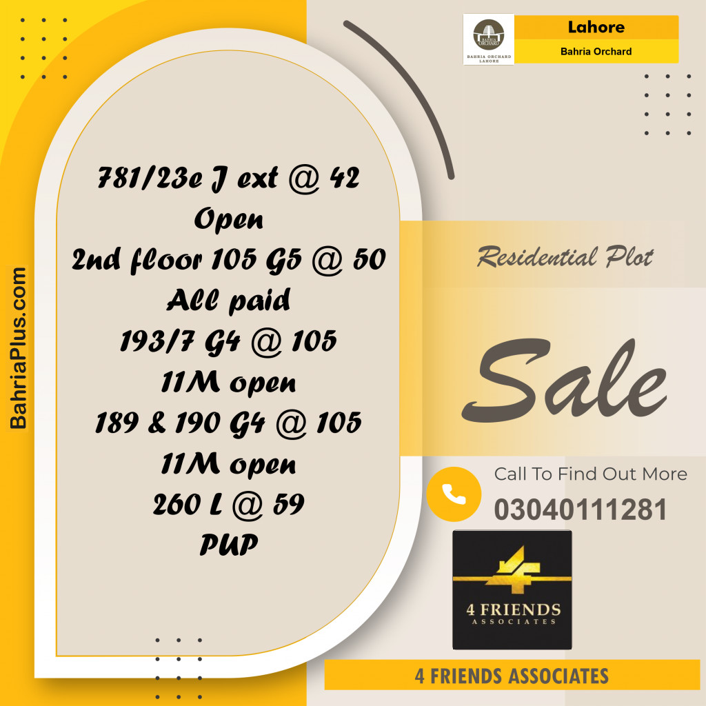 5 Marla Residential Plot for Sale in Bahria Orchard, Lahore - (BP-277401)