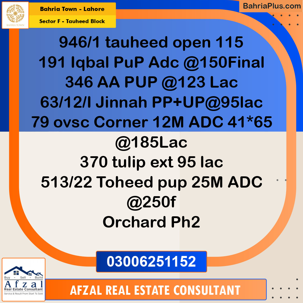 10 Marla Residential Plot for Sale in Sector F - Tauheed Block -  Bahria Town, Lahore - (BP-277406)